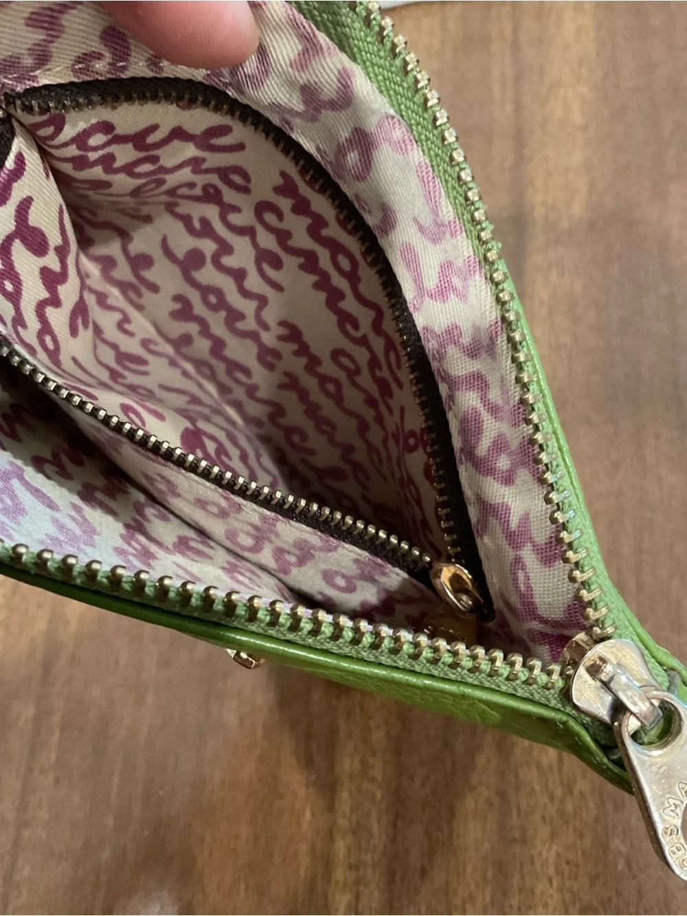 Marc by Marc Jacobs Bright Lime Green Leather Zip Wristlet pouch bag